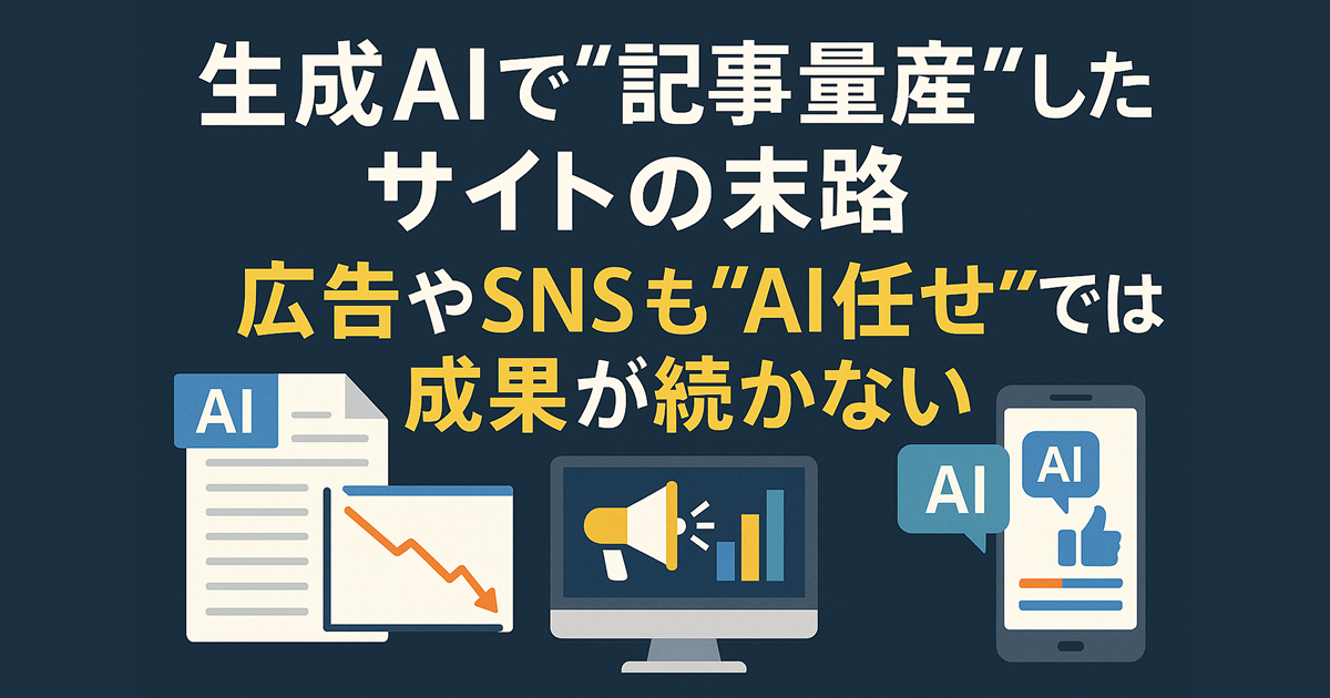 生成AIで“記事量産”したサイトの末路――広告やSNSも“AI任せ”では成果が続かない