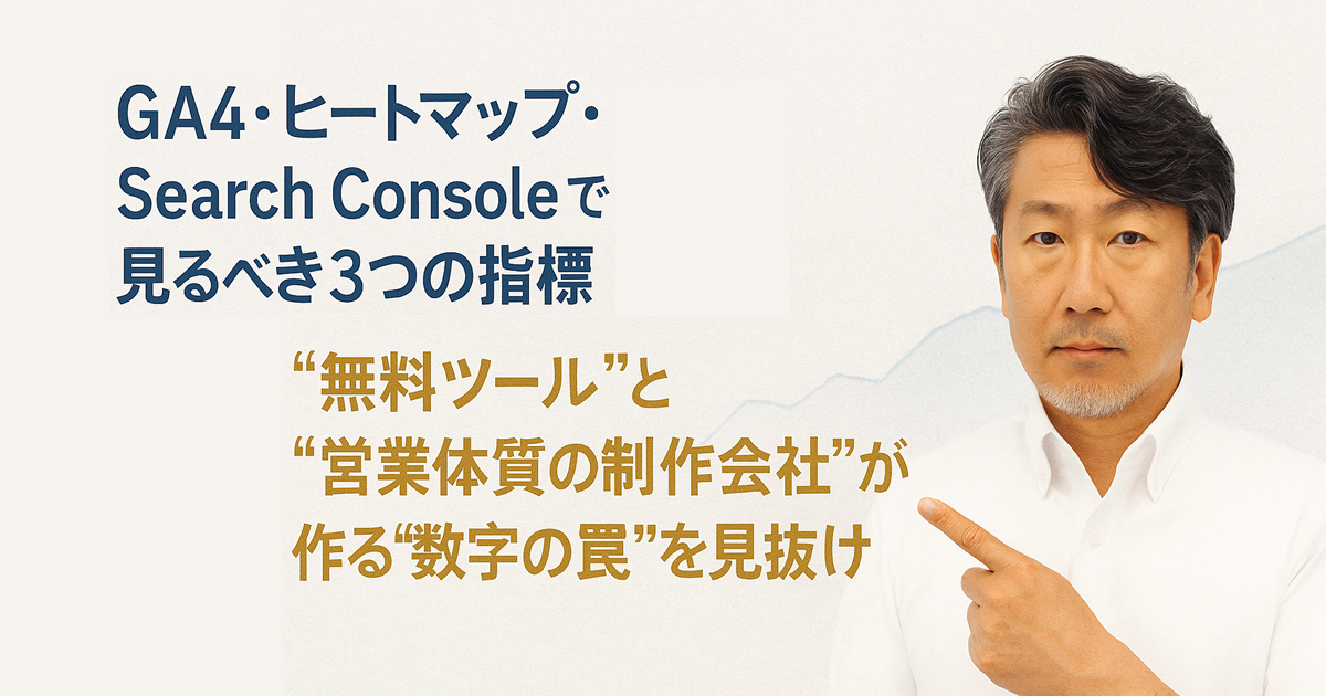 GA4・ヒートマップ・Search Consoleで見るべき3つの指標――“無料ツール”と“営業体質の制作会社”が作る“数字の罠”を見抜け